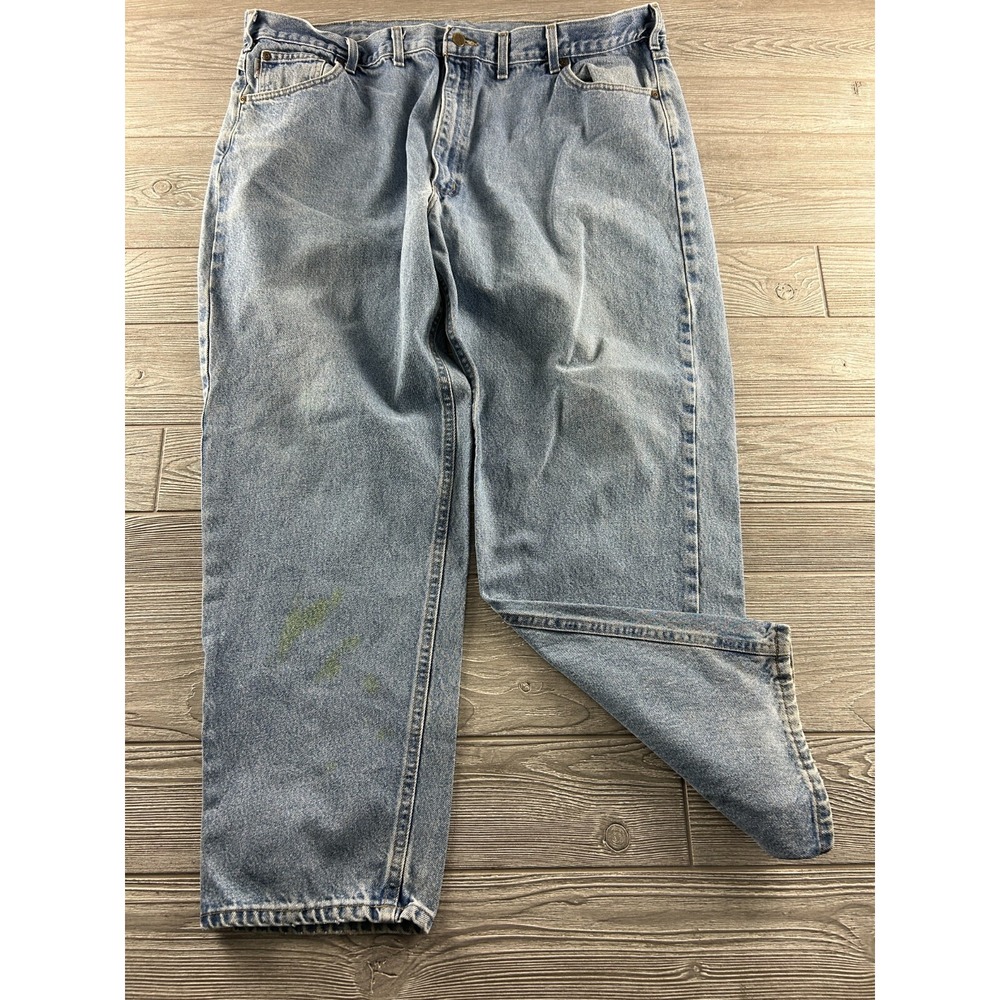 Carhartt Jeans Adult 48X32 Relaxed Fit Straight Leg Blue Denim B17 DST Mens